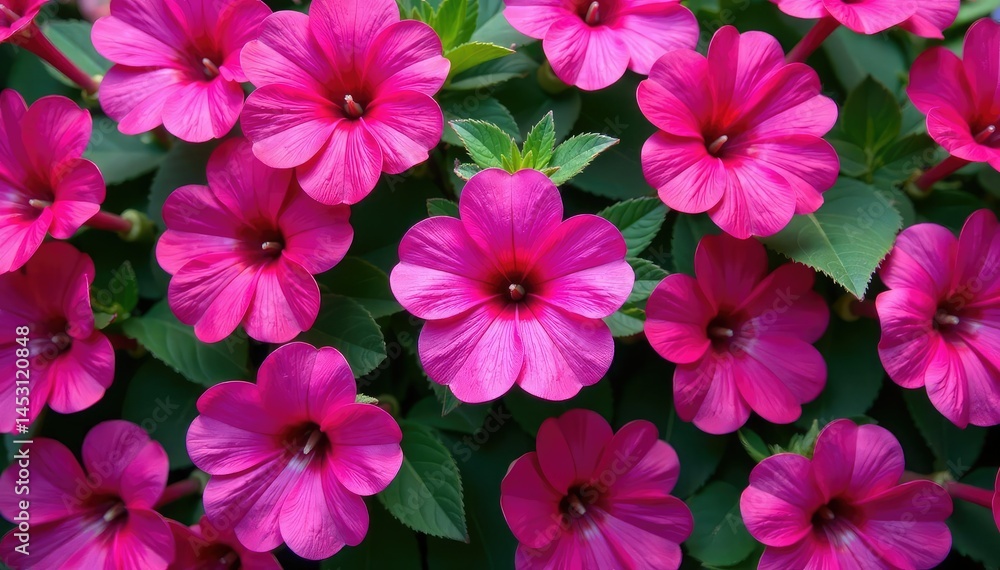 Bold fuchsia blooms arranged in a repeating floral pattern, vibrant, color, textile Bold fuchsia blooms arranged in a repeating floral pattern, vibrant, color, textile