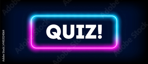 Quiz graphic with glowing neon circle and digital network design. Bold text in futuristic style on a dark background.