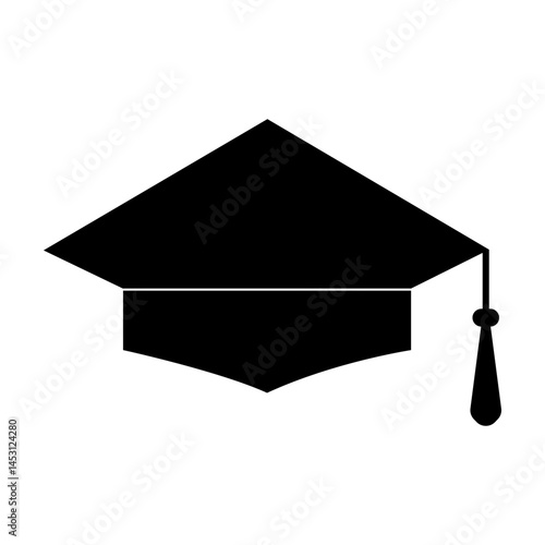 Obraz na płótnie Graduation hat vector icon isolated on white. Academic hat with tassel. Element of design for banner, poster, sticker, flyer, logo design, etc. w salonie