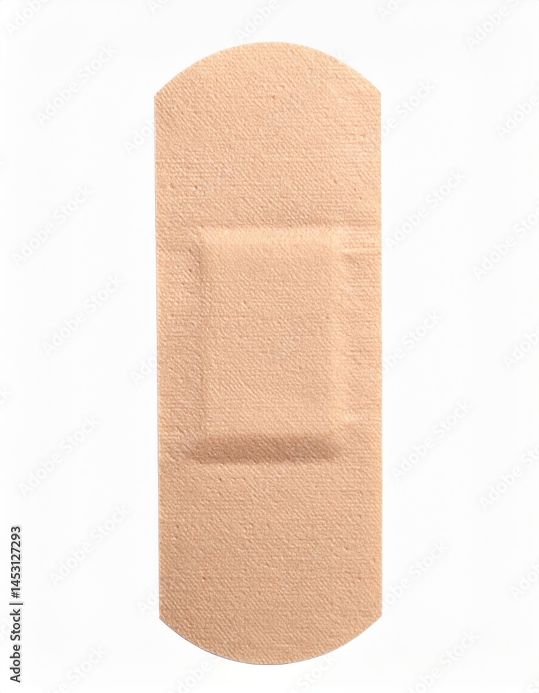 Single beige adhesive bandage on white background Single beige adhesive bandage on white background