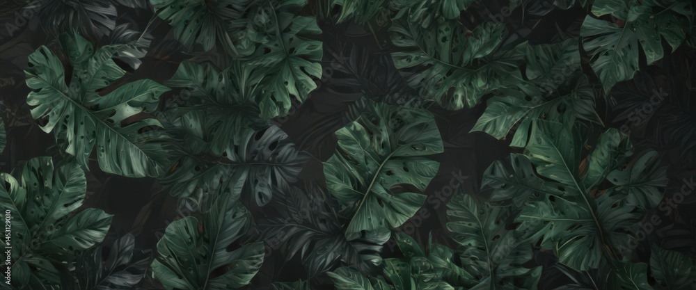 custom made wallpaper toronto digitalIntricate black & green exotic leaf pattern; dramatic, stylish, mysterious , illustration, modern