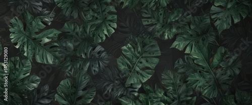 Wallpaper Mural Intricate black & green exotic leaf pattern; dramatic, stylish, mysterious , illustration, modern Torontodigital.ca