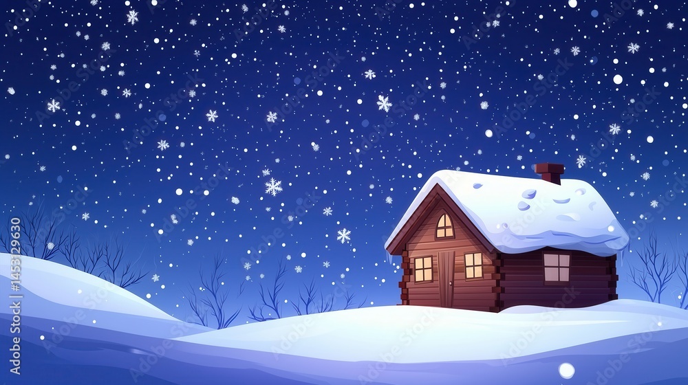 Fototapeta premium Cozy Cabin in a Winter Wonderland