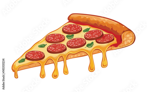 pizza pepperoni slice - vector illustration
