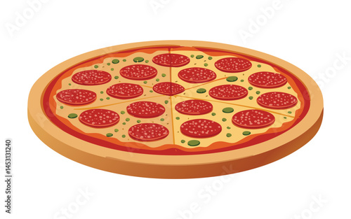 pepperoni pizza fast food- vector illustration