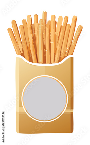 french fries stick on pack - vector illustration