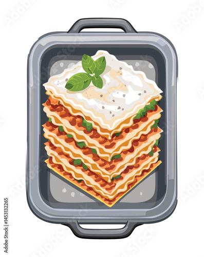 lasagna pasta with tomato sauce layer - vector illustration