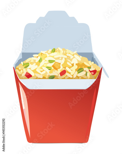 fried rice in a box - vector illustration