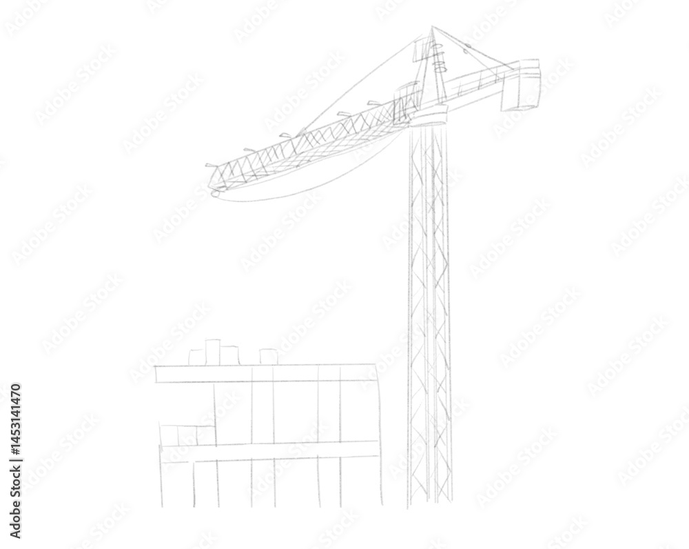 Building crane sketch Building crane sketch