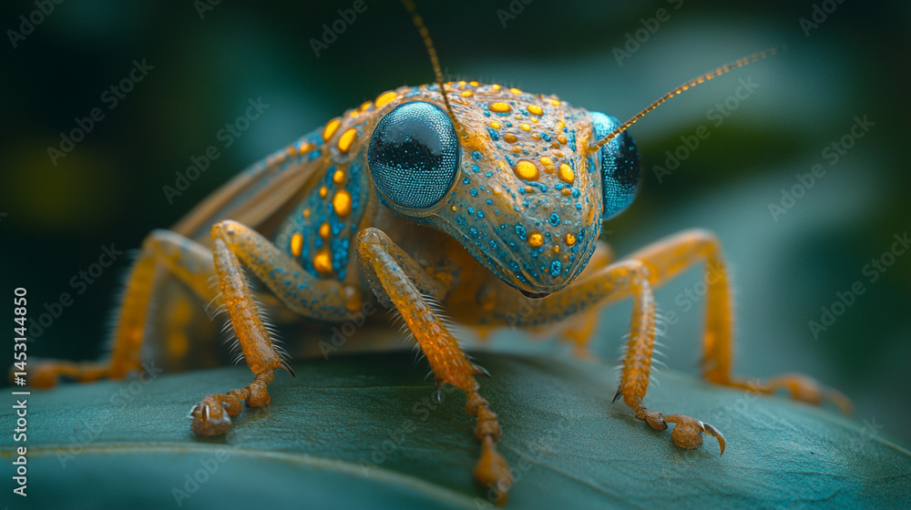 Fototapeta premium close up of a green grasshopper