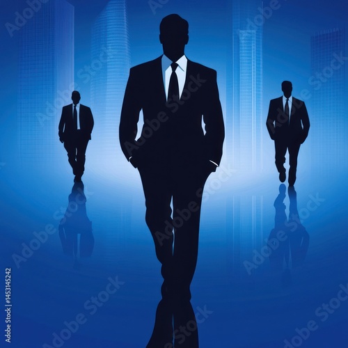 Blue background silhouettes of businessman - Image #3 @abdul rehman