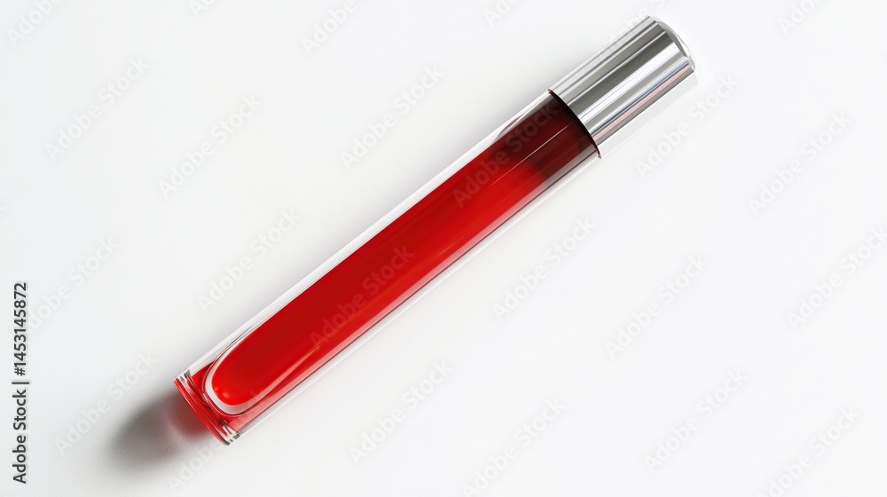 Red lip gloss in a clear tube Red lip gloss in a clear tube