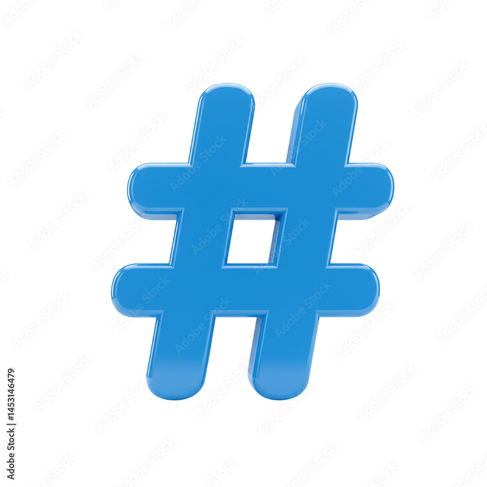 Obraz premium 3d hashtag icon isolated