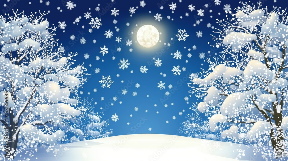 Snowy Winter Night Scene Snowy Winter Night Scene