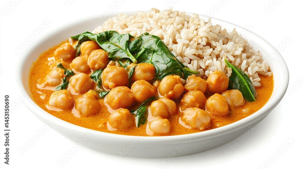 Creamy chickpea curry with spinach and brown rice Creamy chickpea curry with spinach and brown rice