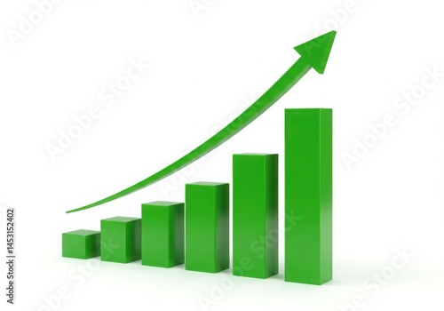 Free Download Green graph with arrow pointing upward isolated on white background - GFXLoad