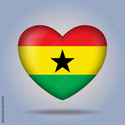 Free Download Ghana flag heart button Isolated on color gradient background. Exclusive Icon flag - GFXLoad
