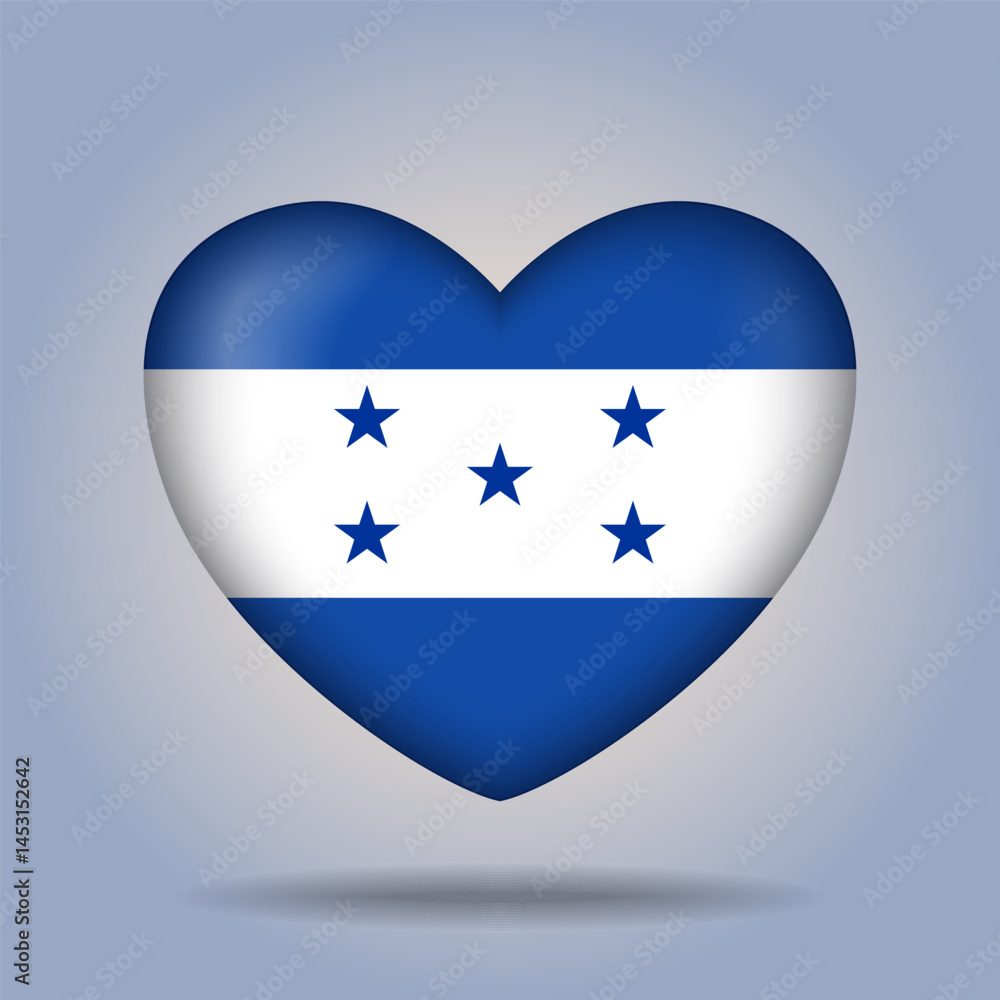 Honduras flag heart button Isolated on color gradient background. Exclusive Icon flag Honduras flag heart button Isolated on color gradient background. Exclusive Icon flag