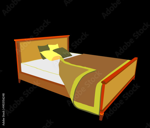Home bed vector illustration isolated. Living room furniture for rest and sleep.