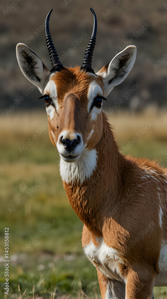 Pronghorn Antelope with Bold White Facial Markings Pronghorn Antelope with Bold White Facial Markings