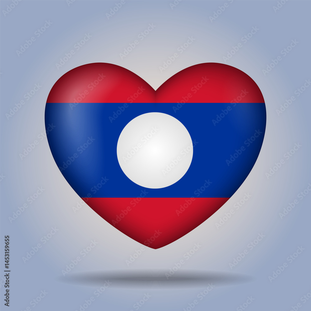 Laos flag heart button Isolated on color gradient background. Exclusive Icon flag Laos flag heart button Isolated on color gradient background. Exclusive Icon flag