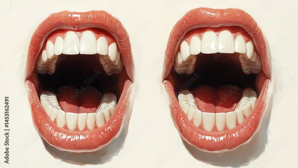 Naklejka premium Open Mouth with Teeth, Lips, and Closeup.