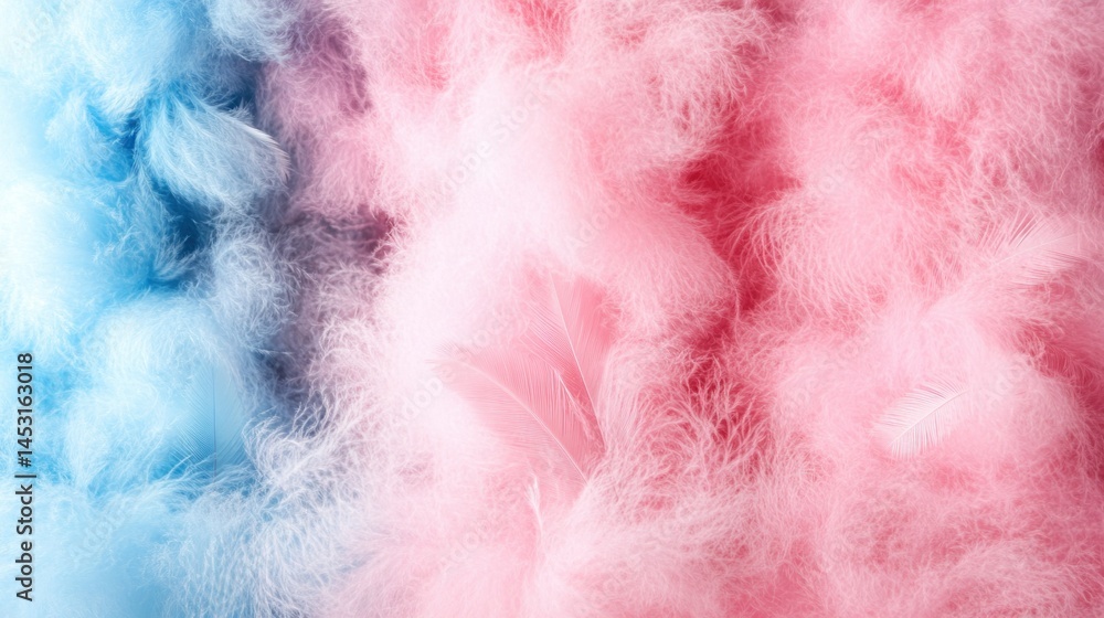 Fototapeta premium Soft, fluffy feathers in pastel shades of pink and blue