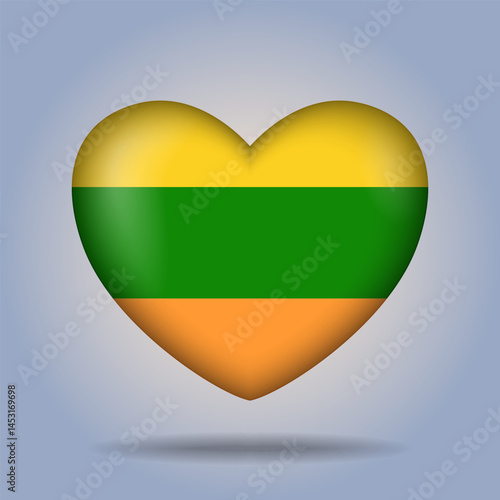 Free Download Lithuanian flag heart button Isolated on color gradient background. Exclusive Icon flag - GFXLoad