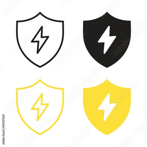 Free Download Vector Shield With Lightning Bolt Icon Set - GFXLoad