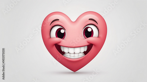 Happy Heart Emoji, 3D Illustration.Generated with AI