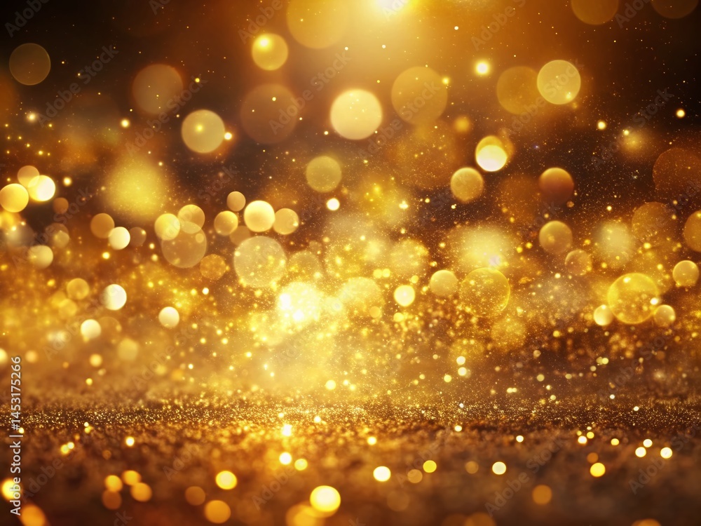 Golden Celebration: Abstract Blurred Background with Glowing Dots Golden Celebration: Abstract Blurred Background with Glowing Dots