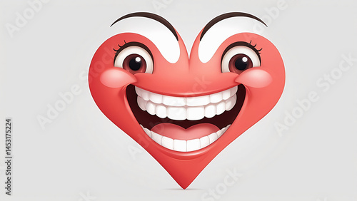 Happy Heart Emoji: Joyful Cartoon Illustration.Generated with AI