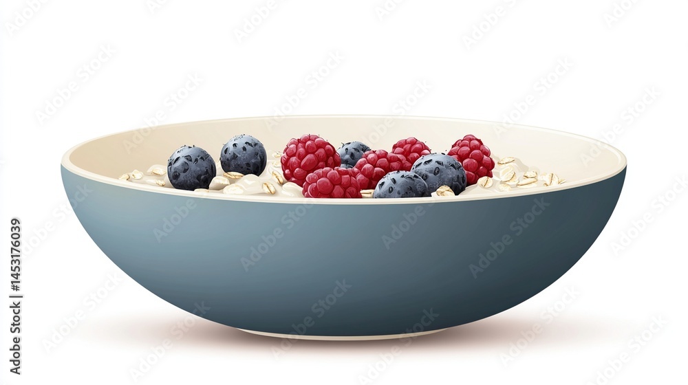 Oatmeal topped with berries in a bowl Oatmeal topped with berries in a bowl