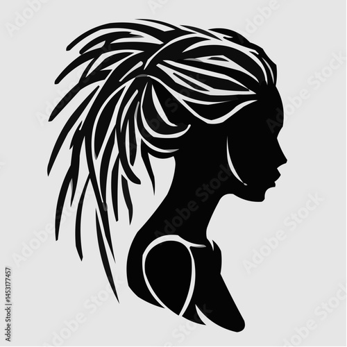 Silhouette of a Woman with Dreadlocks Icon  