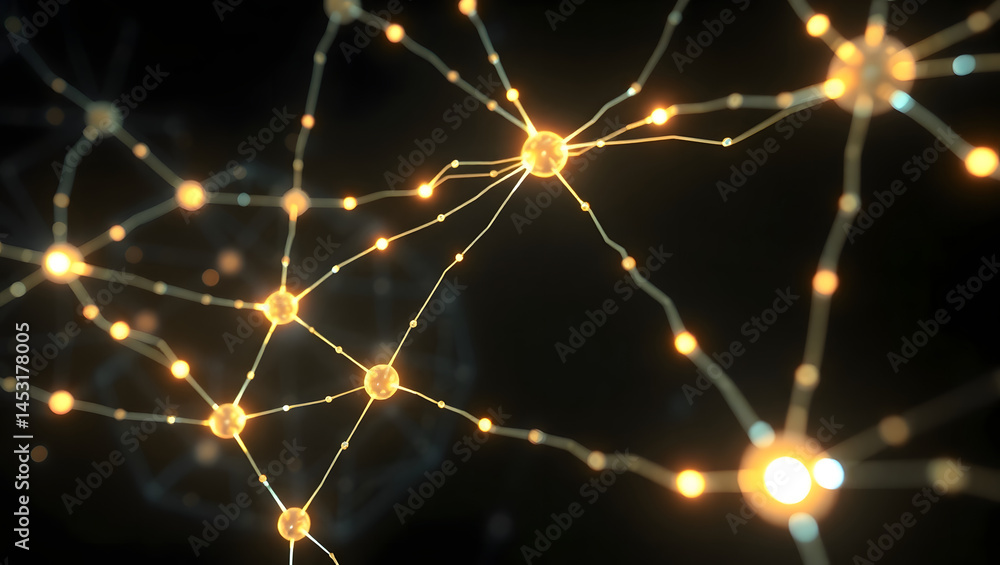 Glowing Neural Network Abstract Web of Interconnected Nodes