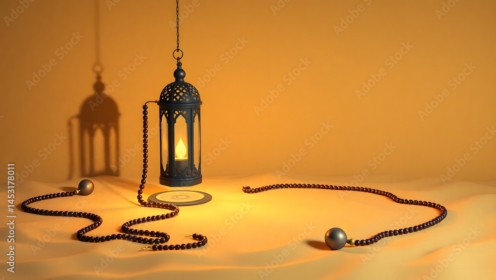 Geometric Shadow Lantern Ramadan Artistic Still Life