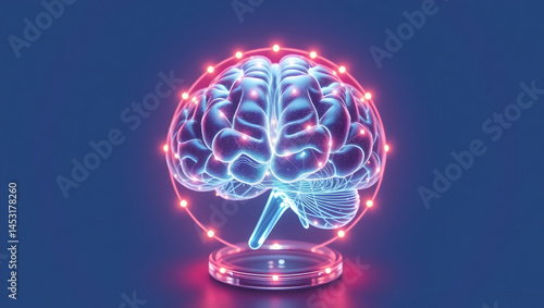 Obraz na płótnie Abstract Glass Brain with Pulsating Firewall Neuroscience and Cyber Security Concept w salonie