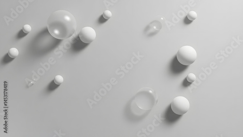 Obraz na płótnie Abstract Monochrome 3D Spheres Top-Down View of a Fluid Layout w salonie