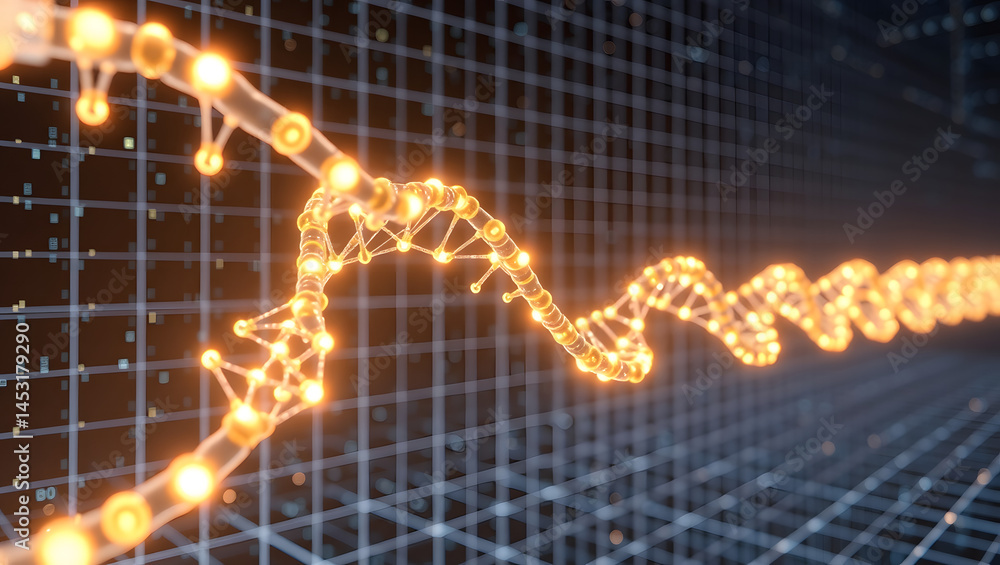 Glowing Digital DNA Strand A Visual Metaphor for Data Flux