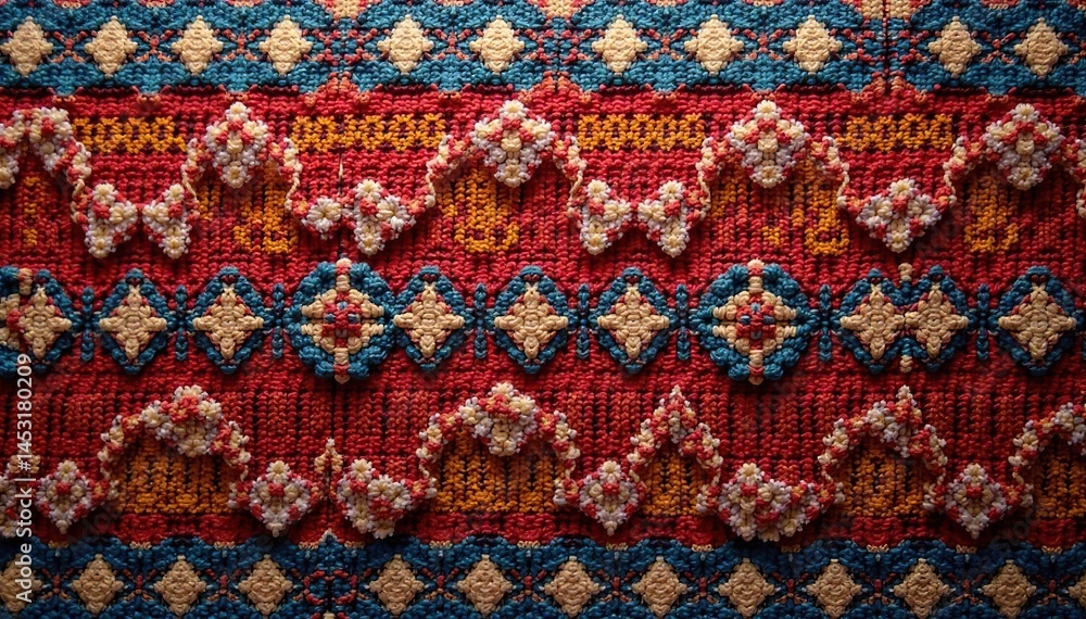 Intricate woven textile with repeating geometric motif , textile, background texture Intricate woven textile with repeating geometric motif , textile, background texture