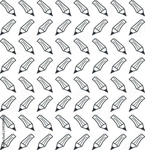 The canvas repeats cartoonish pencils, lying at a diagonal angle.