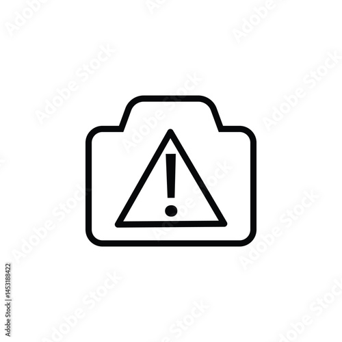 Camera alert icon with warning symbol. Great for security apps, surveillance systems, or motion detection interfaces.