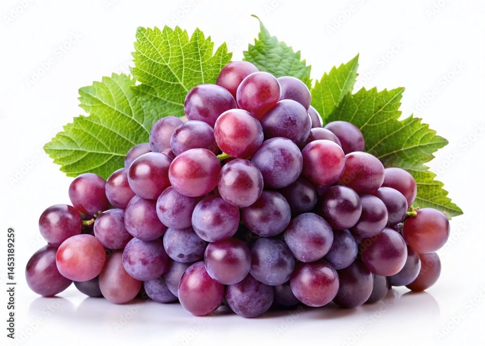 Fototapeta premium Minimalist Close-up of Fresh Grapes on White Background - Stock Photo