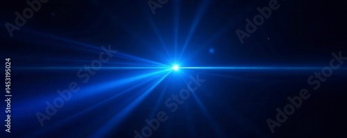 Vibrant blue laser beam cuts through black void, blue, backdrop
