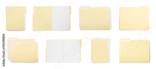 Wallpaper Mural File folders with sheets of paper isolated on white, collage. Top view Torontodigital.ca