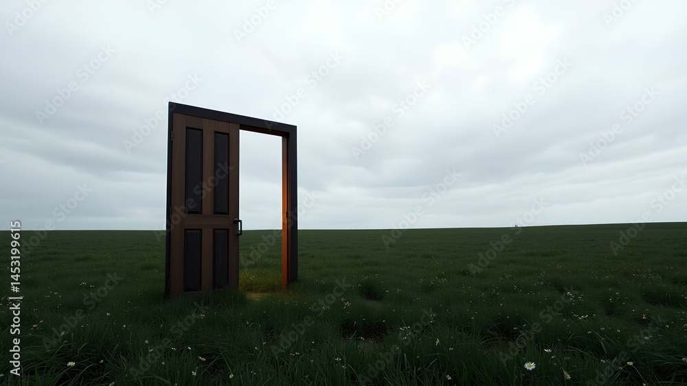 door in the center of a meadow door in the center of a meadow