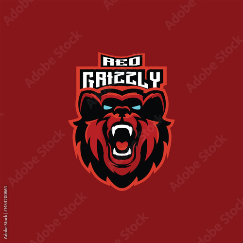 grizzly bear esport gaming mascot logo template