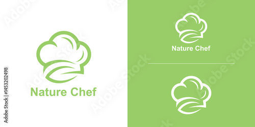 logo design combination hat chef and leaf,logo design simple and elegant
