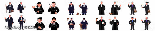 Set of Lawyer and Judge Characters Justice System Vector

