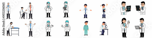 Collection of Doctors and Medical Professionals Vector Set


